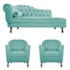 Kit Diva Recamier Juliana 140cm Lado Direito e 02 Poltronas Julia Suede Azul Tiffany - Amarena Móveis