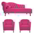 Kit Diva Recamier Juliana 140cm Lado Direito e 02 Poltronas Julia Suede Pink - Amarena Móveis