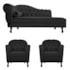 Kit Diva Recamier Juliana 140cm Lado Direito e 02 Poltronas Julia Suede Preto - Amarena Móveis