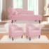 Kit Diva Recamier Juliana 140cm Lado Direito e 02 Poltronas Julia Suede Rosa bebê - Amarena Móveis