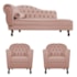 Kit Diva Recamier Juliana 140cm Lado Direito e 02 Poltronas Julia Suede Rosê - Amarena Móveis