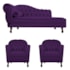 Kit Diva Recamier Juliana 140cm Lado Direito e 02 Poltronas Julia Suede Roxo - Amarena Móveis