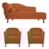 Kit Diva Recamier Juliana 140cm Lado Direito e 02 Poltronas Julia Suede Terracota - Amarena Móveis