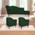 Kit Diva Recamier Juliana 140cm Lado Direito e 02 Poltronas Julia Suede Verde - Amarena Móveis