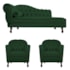 Kit Diva Recamier Juliana 140cm Lado Direito e 02 Poltronas Julia Suede Verde - Amarena Móveis