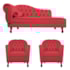 Kit Diva Recamier Juliana 140cm Lado Direito e 02 Poltronas Julia Suede Vermelho - Amarena Móveis