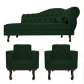 Kit Diva Recamier Juliana 140cm Lado Esquerdo e 02 Poltronas Classic Suede Verde - Amarena Móveis