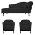 Kit Diva Recamier Juliana 140cm Lado Esquerdo e 02 Poltronas Julia Corano Preto - Amarena Móveis