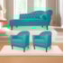 Kit Diva Recamier Juliana 140cm Lado Esquerdo e 02 Poltronas Julia Suede Azul Turquesa - Amarena Móveis