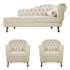 Kit Diva Recamier Juliana 140cm Lado Esquerdo e 02 Poltronas Julia Suede Bege - Amarena Móveis