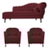 Kit Diva Recamier Juliana 140cm Lado Esquerdo e 02 Poltronas Julia Suede Bordô - Amarena Móveis