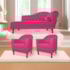 Kit Diva Recamier Juliana 140cm Lado Esquerdo e 02 Poltronas Julia Suede Pink - Amarena Móveis