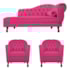 Kit Diva Recamier Juliana 140cm Lado Esquerdo e 02 Poltronas Julia Suede Pink - Amarena Móveis