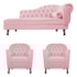 Kit Diva Recamier Juliana 140cm Lado Esquerdo e 02 Poltronas Julia Suede Rosa bebê - Amarena Móveis