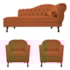 Kit Diva Recamier Juliana 140cm Lado Esquerdo e 02 Poltronas Julia Suede Terracota - Amarena Móveis