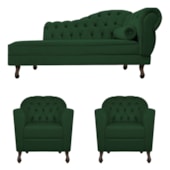 Kit Diva Recamier Juliana 140cm Lado Esquerdo e 02 Poltronas Julia Suede Verde - Amarena Móveis