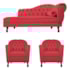Kit Diva Recamier Juliana 140cm Lado Esquerdo e 02 Poltronas Julia Suede Vermelho - Amarena Móveis