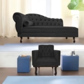 Kit Diva Recamier Juliana 160cm Lado Direito e 01 Poltrona Classic Linho Cinza Escuro - Amarena Móveis