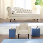 Kit Diva Recamier Juliana 160cm Lado Direito e 01 Poltrona Classic Suede Bege - Amarena Móveis