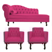 Kit Diva Recamier Juliana 160cm Lado Direito e 02 Poltronas Classic Suede Pink - Amarena Móveis