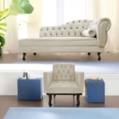 Kit Diva Recamier Juliana 160cm Lado Esquerdo e 01 Poltrona Classic Linho Bege - Amarena Móveis