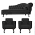 Kit Diva Recamier Juliana 160cm Lado Esquerdo e 02 Poltronas Classic Linho Cinza Escuro - Amarena Móveis