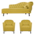 Kit Diva Recamier Juliana 160cm Lado Esquerdo e 02 Poltronas Julia Suede Amarelo - Amarena Móveis