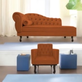 Kit Diva Recamier Juliana 185cm Lado Direito e 01 Poltrona Classic Suede Terracota - Amarena Móveis