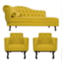 Kit Diva Recamier Juliana 185cm Lado Direito e 02 Poltronas Classic Suede Amarelo - Amarena Móveis