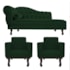 Kit Diva Recamier Juliana 185cm Lado Direito e 02 Poltronas Classic Suede Verde - Amarena Móveis