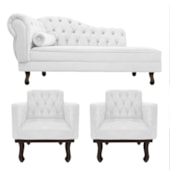 Kit Diva Recamier Juliana140cm Lado Direito e 02 Poltronas Classic Corano Branco - Amarena Móveis