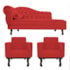 Kit Diva Recamier Juliana185cm Lado Direito e 02 Poltronas Classic Corano Vermelho - Amarena Móveis