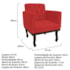 Kit Diva Recamier Juliana185cm Lado Direito e 02 Poltronas Classic Corano Vermelho - Amarena Móveis