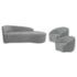 Kit Divã Recamier Orgânico França 140cm Lado Direito e 2 Poltronas Amore Bouclé Cinza