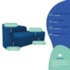 Kit Divã Recamier Orgânico França 140cm Lado Direito e 2 Poltronas Amore Linho Azul Royal