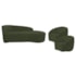 Kit Divã Recamier Orgânico França 140cm Lado Direito e 2 Poltronas Amore Linho Verde