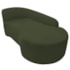 Kit Divã Recamier Orgânico França 140cm Lado Direito e 2 Poltronas Amore Linho Verde