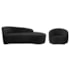 Kit Divã Recamier Orgânico França 140cm Lado Direito e Poltrona Amore Linho Preto