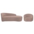 Kit Divã Recamier Orgânico França 140cm Lado Direito e Poltrona Amore Linho Rosê