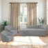 Kit Divã Recamier Orgânico França 140cm Lado Esquerdo e 2 Poltronas Amore Bouclé Cinza
