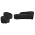Kit Divã Recamier Orgânico França 140cm Lado Esquerdo e 2 Poltronas Amore Bouclé Preto