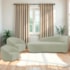 Kit Divã Recamier Orgânico França 140cm Lado Esquerdo e 2 Poltronas Amore Bouclé Verde Oliva