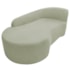 Kit Divã Recamier Orgânico França 140cm Lado Esquerdo e 2 Poltronas Amore Bouclé Verde Oliva