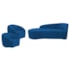Kit Divã Recamier Orgânico França 140cm Lado Esquerdo e 2 Poltronas Amore Linho Azul Royal