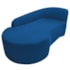 Kit Divã Recamier Orgânico França 140cm Lado Esquerdo e 2 Poltronas Amore Linho Azul Royal