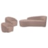 Kit Divã Recamier Orgânico França 140cm Lado Esquerdo e 2 Poltronas Amore Linho Rosê