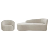 Kit Divã Recamier Orgânico França 140cm Lado Esquerdo e Poltrona Amore Linho Bege