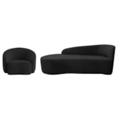 Kit Divã Recamier Orgânico França 140cm Lado Esquerdo e Poltrona Amore Linho Preto
