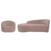 Kit Divã Recamier Orgânico França 140cm Lado Esquerdo e Poltrona Amore Linho Rosê