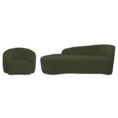 Kit Divã Recamier Orgânico França 140cm Lado Esquerdo e Poltrona Amore Linho Verde